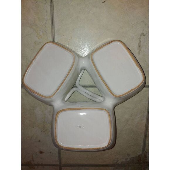 Vintage Italian Pottery/Ceramic 3 Section Serving Dish. - Picture 2 of 2